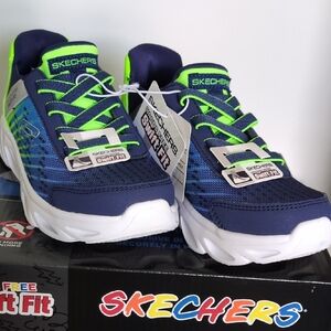 Skechers Kids' Blue and Neon Green Sneakers